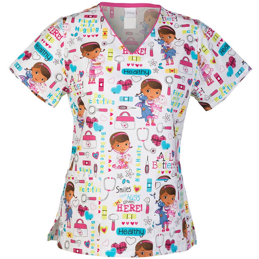 Scrubstar Disney Jr.'s Doc McStuffins "Hug Friends" Women's Printed V