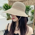 thumbnail image 3 of Women Foldable Wide Brim Straw Hats Roll Up Sun Visors Bow Summer Beach Hat, 3 of 8