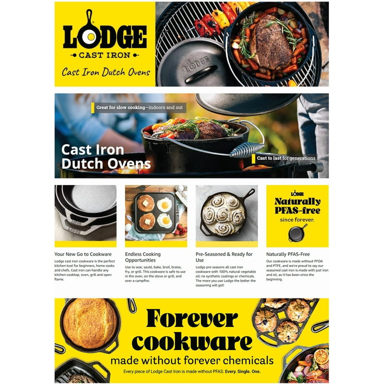 Lodge Large 5 Quart Seasoned Cast Iron Double Dutch Oven - Walmart.com