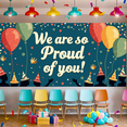 thumbnail image 6 of LUUFILx Congratulations Banner Graduation Party Decoration We Are So Proud of You Backdrop Supplies Gold Black Event Celebration Background Photography Decoration, 6 of 8