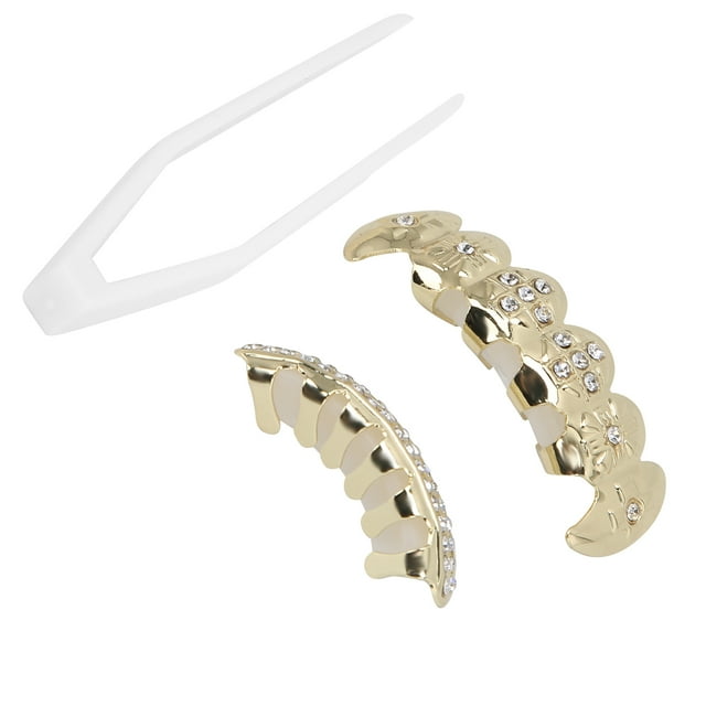 Hip Hop Teeth Decoration, Copper Safe Hip Hop False Teeth Fashionable For Birthday For Halloween Party For Concert Gold,Silver