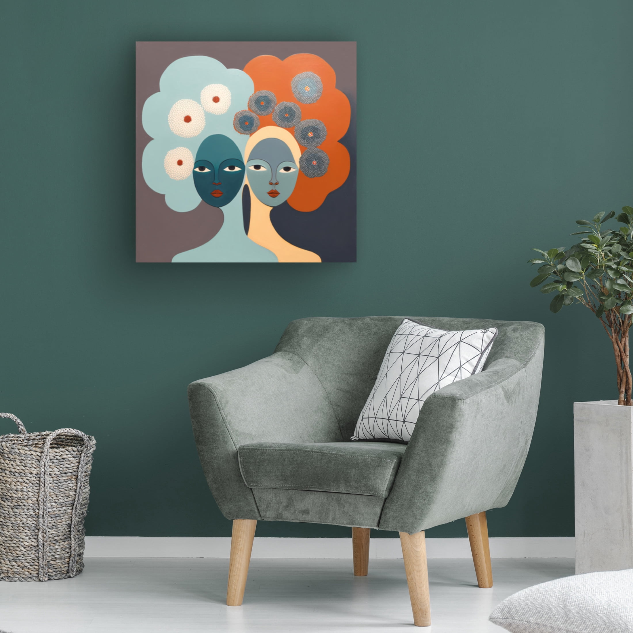 Canvas Wall Art - Ray Heere 'Mid Century Diversity Portraits 14' Wall Art for Living Room, Bedroom, or Office Décor by Trademark Fine Art - 18 x 18 Inches