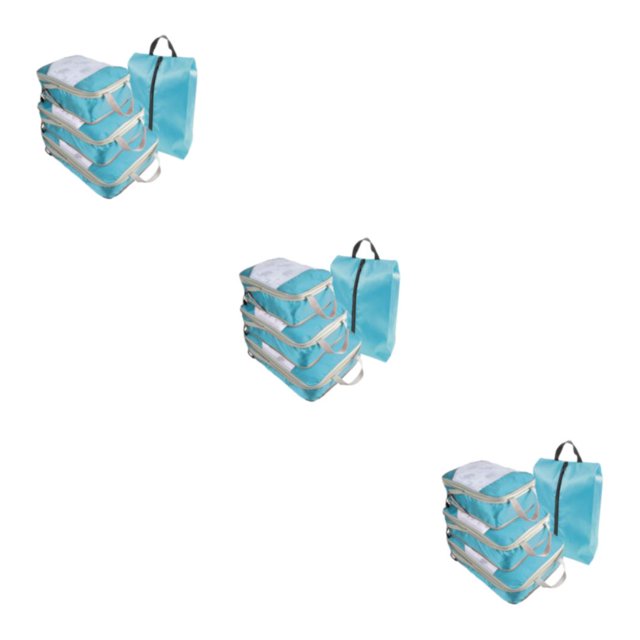 Youkk 4pcs OxfordCloth Simplify Packing Process Compression Packing Cubes Set Time-saving And Wide blue 3Set