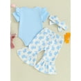 thumbnail image 4 of Jxzom Easter Outfit Baby Girl Short Sleeve 0 3 6 12 18 Months Bunny Carrot Romper Flared Pants Bell Bottoms 3Pcs Summer Clothes, 4 of 8