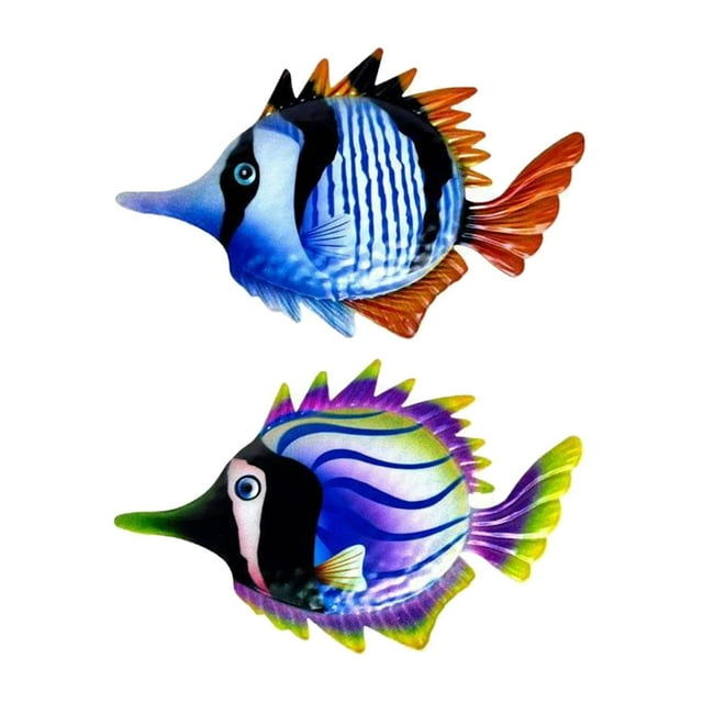 Decoraciones de pared,colgante de decoración de arte de pared colgante de pescado,Decoración de pared Adorno para el hogar Peces náuticos,Decoración Colgante Decoraciones Metálicas