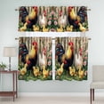 thumbnail image 5 of Rooster Chicken Pink Flowers Curtain Valances Set Watercolor Art Vintage Farm Kitchen Curtains 24&nbsp;inch Length Rod Pocket Valance and Tiers 3 Piece Set Small Bedroom Bathroom Laundry Decor, 5 of 9