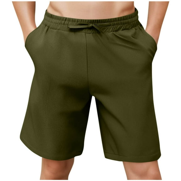 Busydd Mens Shorts S-3XL Summer Elastic Waist Gym Shorts Casual Solid Color Drawstring Biker Shorts Knee Length Workout Athletic Shorts with Pockets