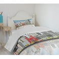 thumbnail image 4 of Ambesonne Detroit Quilted Bedspread Set 2 Pcs, Cityscape Skyscrapers, Twin Size, Multicolor, 4 of 6