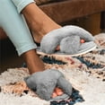 thumbnail image 2 of ELElax Women's Cross Band Slippers Fuzzy Soft House Slippers Plush Furry Warm Cozy Open Toe Fluffy Home Shoes Comfy Indoor Outdoor Slip On Breathableï¼ Gray, 2 of 7