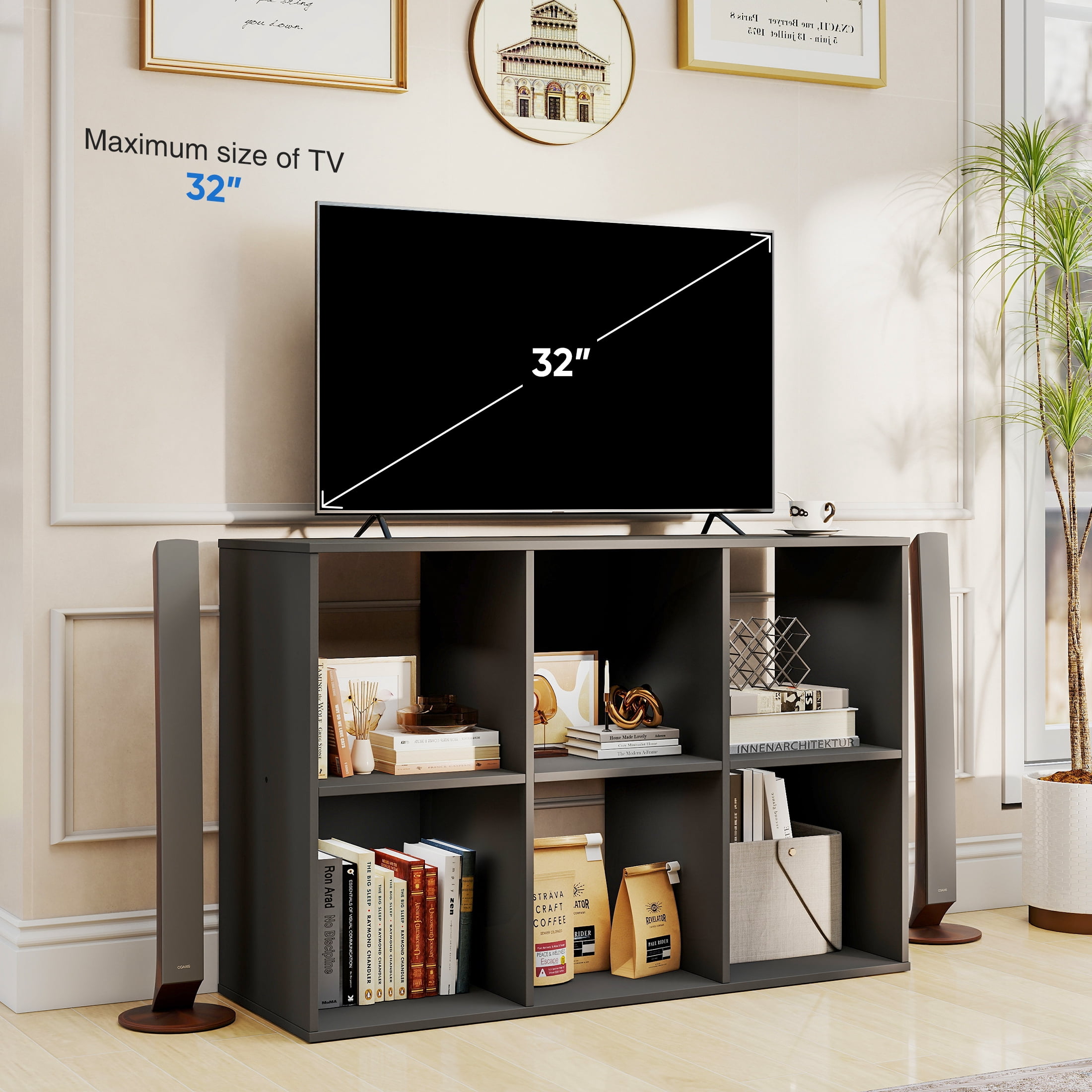 ZUNMOS 6 Cube Storage Organizer,Open Cube Storage Bookcase with 3 Removable Back Panels,for Living Room, Bedroom, Entrance Hall &Office, 36" L×11.6" W×24"H, Black