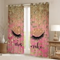 thumbnail image 2 of Homewish Girls Beauty Eyelashes Blackout Curtains Set of 2 (52x84 Each), Glitter Waterdrop Window Curtains, Gold Fashion Leopard Print Curtains and Drapes, Window Curtains Home Decor, 2 of 6