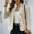 thumbnail image 7 of Caywon Women's Autumn Fashion Solid Color Long Sleeve Short Length Coat Stylish Short Coat Lightweight Cardigan Shacket Jacket Coats Beige XL, 7 of 7