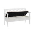 thumbnail image 3 of Linon Elliana Storage Bench Beige Padded Seat Cutout Back Design in White Wood, 3 of 21