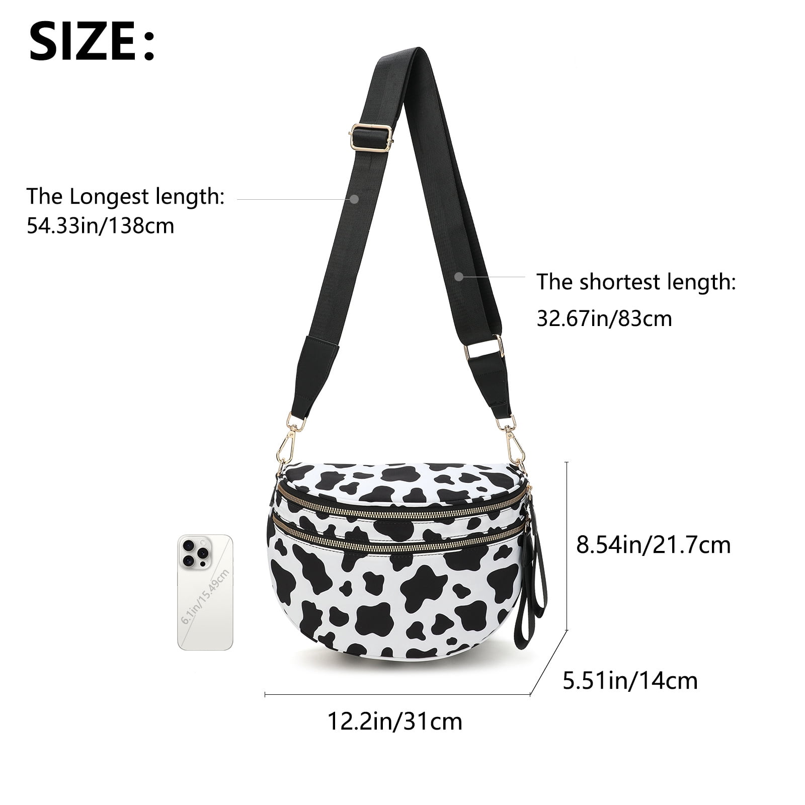 Jia Store Crossbody Bag,Checkered Purse for Women Black and White Bum Bag Fanny Packs Belt Bag Sling Bag with Shoulder Strap