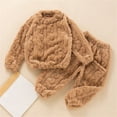 thumbnail image 2 of Otqutp 1 to 7 Years Kids Outfit Soft Cotton Warm Crewneck Long Sleeve Round Neck Solid Color Coral Suit Clothes Set for Boys Girls, 2 of 4