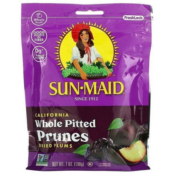Sun-Maid, California Whole Pitted Prunes, Dried Plums, 7 oz Pack of 3