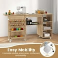 thumbnail image 6 of Costway Rattan Sewing Machine Table with Rattan Door 18 Pegs Storage Shelves 2 Bins, 6 of 10