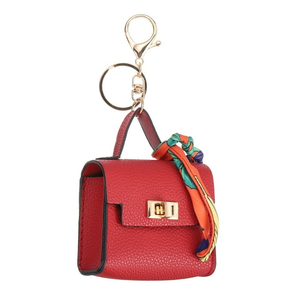Mini Backpack Keychain, Cute Coin Purse Keychain PU Leather Backpack Purse Key Chain, Red