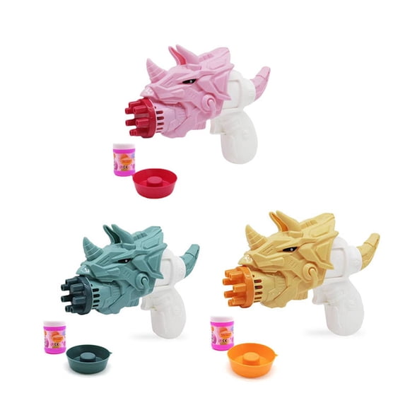 Máquina para hacer burbujas Nikou Triceratops 7 agujeros color rosa