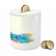 thumbnail image 3 of Seashells Piggy Bank, Summer View Watercolors Coconut Palm Trees and Splashes Hiding Starfishes Print, Ceramic Coin Bank Money Box for Cash Saving, 3.6" X 3.2", Blue White, by Ambesonne, 3 of 4