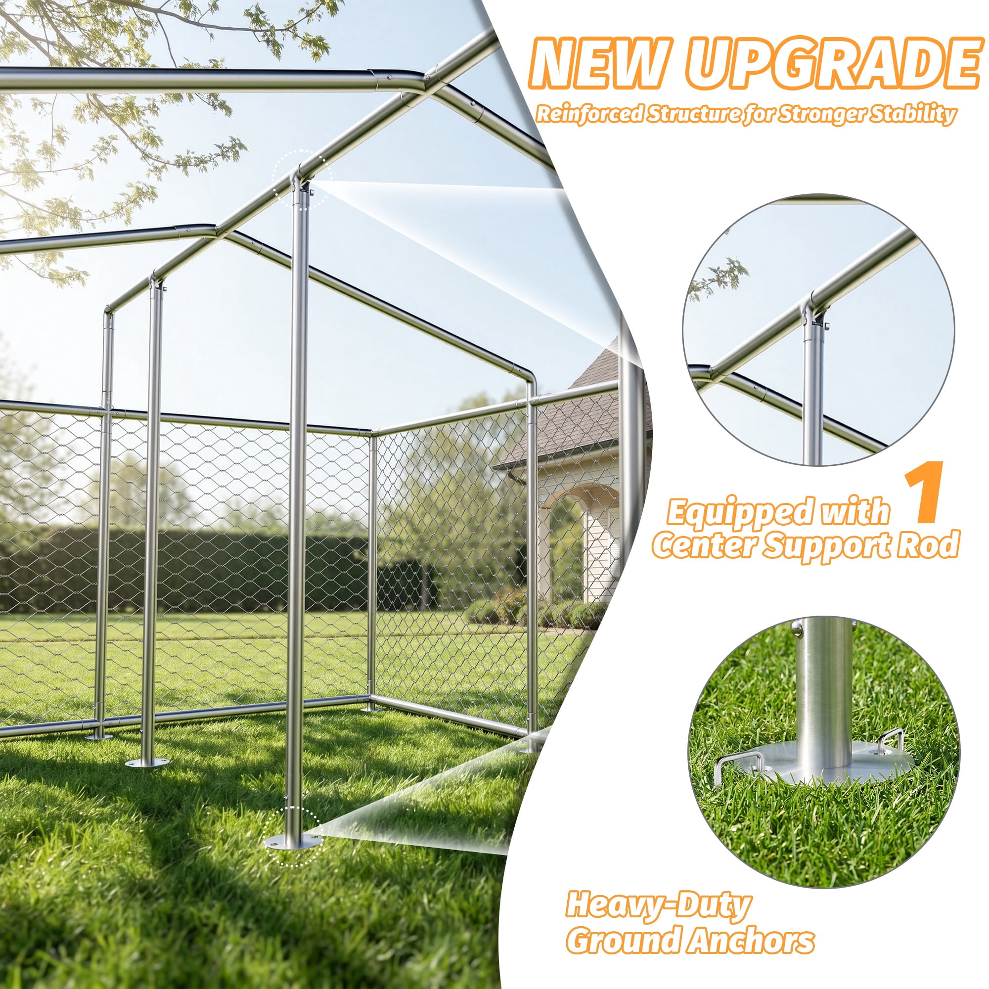 TIME RAY 10x10 Outdoor Dog Kennel Outside Heavy Duty Dog Enclosure with Waterproof UV-Resistant Cover and Security Lock