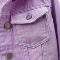 thumbnail image 6 of YDFCWXW Women's 3/4 Sleeve Colored Cropped Denim Jacket Light Wash Short Jean Jacket Trucker Coat Light Purple, 4XL, 6 of 7