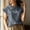 Gray, variant on Women's Solid Color Short Sleeve Top Women's Solid Color Ruffled Collar Sleeve Short Sleeve Blouse Casual Feminine Top Navy M