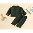 thumbnail image 4 of Toddler Baby Boy Cotton Linen Pants Set Solid Color Long Sleeve Button Down T-Shirt Tops Pants Fall Clothes Outfit, 4 of 7