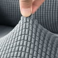 thumbnail image 4 of 2pcs Stretch Sofa Armrest Covers With Twist Pins, Spandex Jacquard Arm Covers For Chair Couch Sofa Non-slip Armchair Sofa Slipcover, Washable-Light gray, 4 of 7