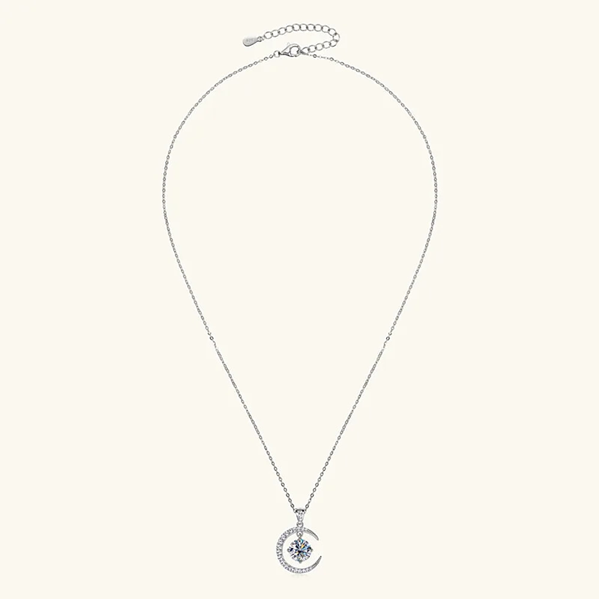 Sparkling 2.3 Ct Moissanite Stars Moon Necklace For Women S925 Sterling Silver Gold Plated Pendant Necklace D VVS1 Color Moissanite Diamond Necklace Jewelry Gift Chain