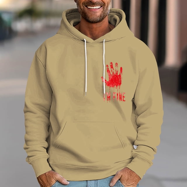 Fiudx Sudadera con Capucha Estampada para Hombre, Elegante Top de Manga Larga con Hombros Caídos, Poliéster, Ropa Informal de Diario, Moda de Invierno y Primavera, para Actividades Al Aire Libre, Tal