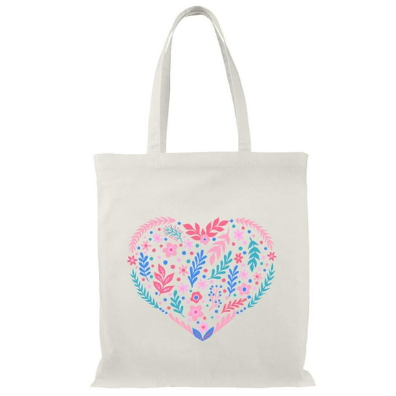 Smartprints Cute Floral Heart Garland Tote Bag - Image by Shutterstock, One Size Cotton Canvas Tote Bag