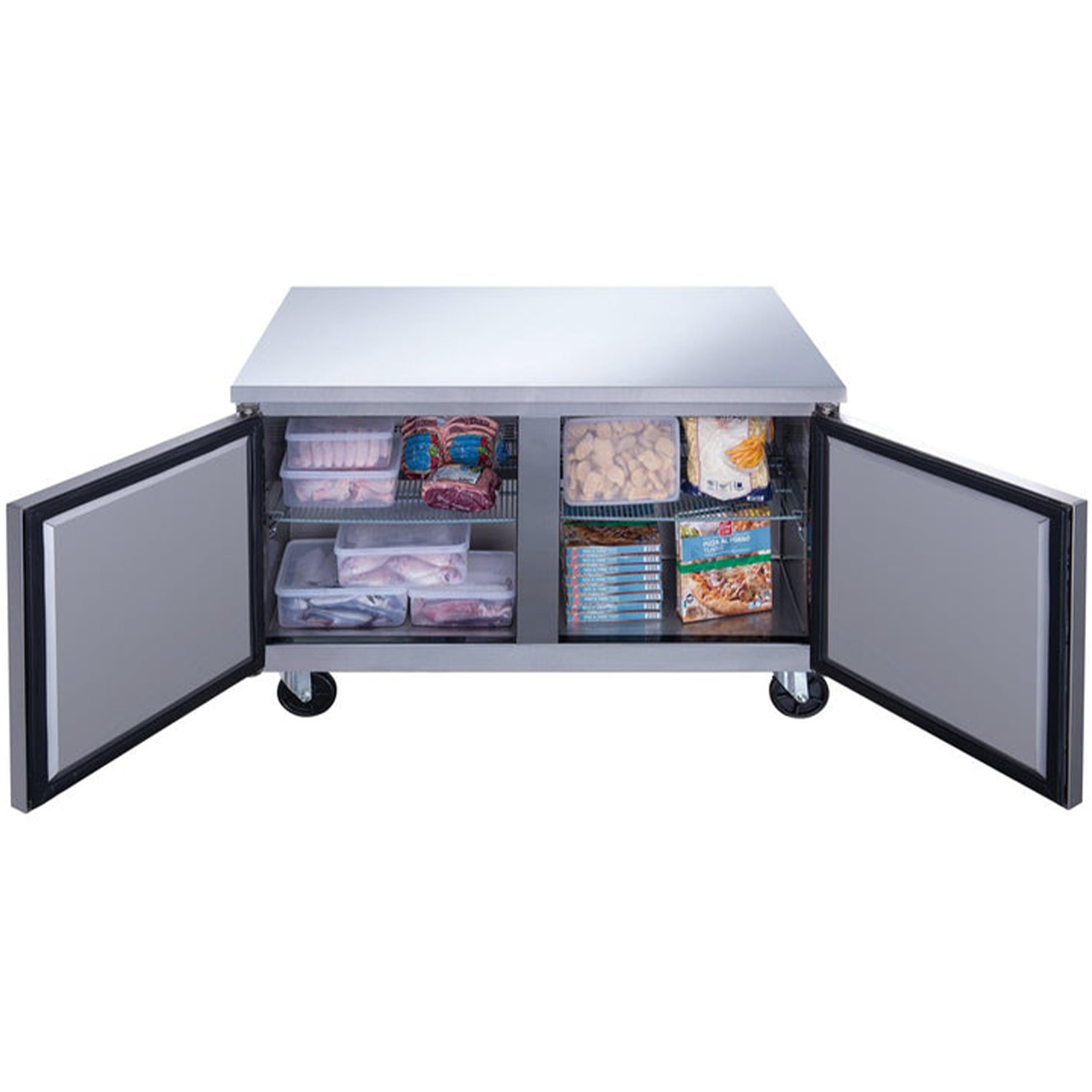 48 in. 2-Door Undercounter Freezer in Stainless Steel 12.3 Cu.Ft. Commercial Freezer NSF ETL