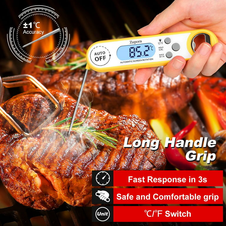 Digital Instant Read Meat Thermometer, Waterproof Ultra Fast Food Thermometer with Backlight and Calibration, Kitchen Cooking Thermometer Probe for