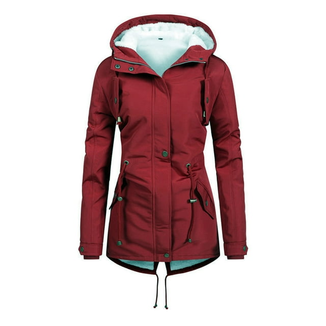 Womens Winter Solid Color Thickened Plush Cotton Coat Cotton Jacket Warm Plush Coat
