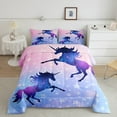 thumbnail image 2 of Manfei Animal Unicorn Bedding Comforter Set 2pcs for Girls Female,Dreamy Princess Twin Comforter Sets Microfiber,Gradient Galaxy Universe Breathable Bedding Set,Microfiber Bedroom Decor,Reversible, 2 of 8