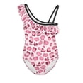 thumbnail image 4 of Uorisanigo Kids One Piece Bathing Suits for Girls Size 11-12 Ruffle Shoulder Swimming Lessons Swimwear Adjustable Strap Quick Dry Athletic Practice Suit, Pink Leopard Print, 4 of 7