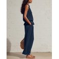 thumbnail image 4 of Women's Linen 2 Piece Outfits Sleeveless Ruffle Top Wide Leg Pants Summer Loungewear Beach Travel Sets, 4 of 8