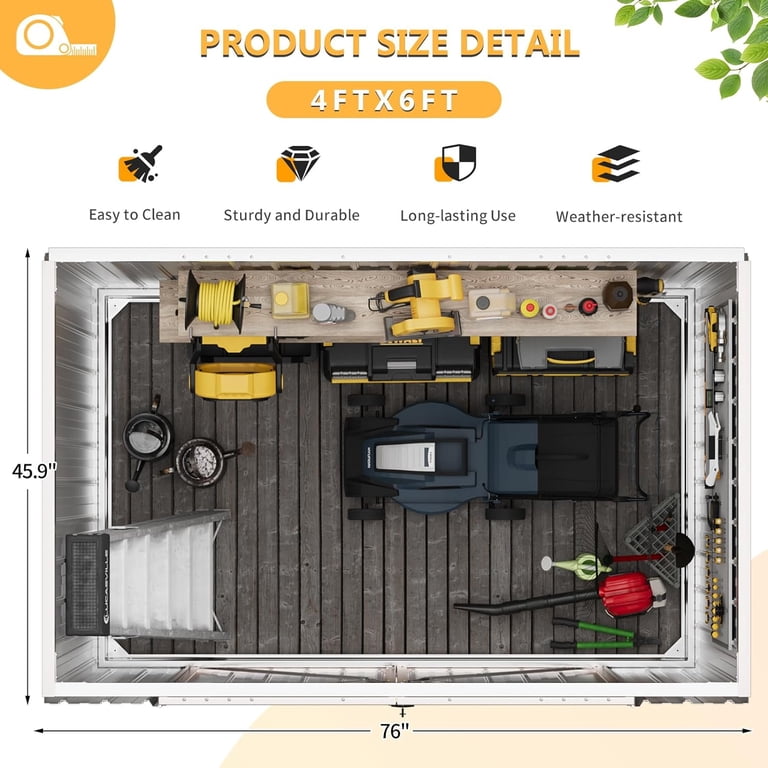 Sunmthink 6.4'x4' Outdoor Storage Shed, Metal Tool Shed with