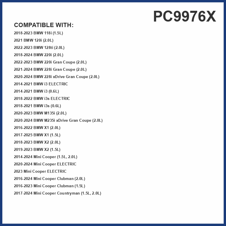 PUREFLOW PC9976X Cabin Air Filter | Fits 2016-2022 BMW X1 2.0L; 2014-2024 Mini Cooper 1.5L, 2.0L; 2017-2024 Cooper Countryman 1.5L, 2.0L; 2018-2023 X2 2.0L, 118i 1.5L