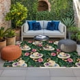 thumbnail image 2 of Tropical Flower Outdoor Rug for Patio/Deck/Porch, Non-Slip Large Area Rug 6 x 9 Ft, Green Palm Plants Straw Hat Watercolor Indoor Outdoor Rugs Washable Area Rugs, Reversible Camping Rug Carpet Runner, 2 of 8
