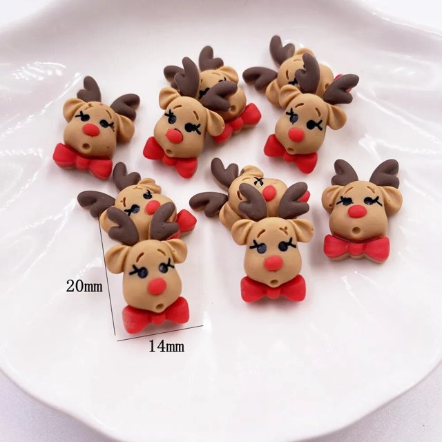 20 piezas Kawaii colorido resina alce Santa guante campana cabujón plano Mini figurita de dibujos animados álbum de recortes DIY decoración navideña artesanal