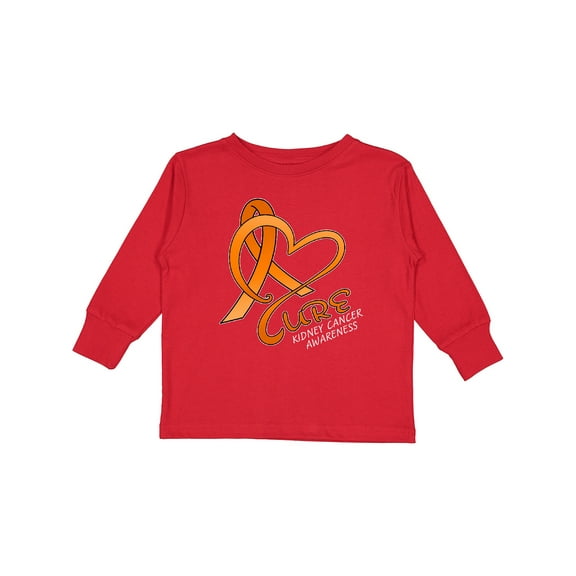 Inktastic Cure- Kidney Cancer Awareness orange ribbon Boys or Girls Long Sleeve Toddler T-Shirt