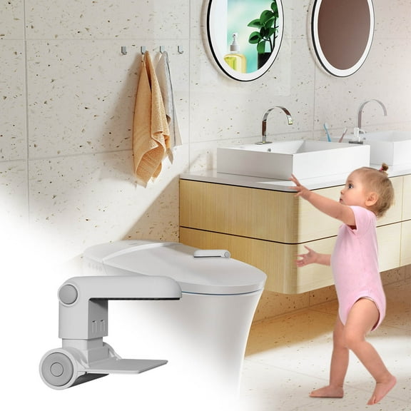 Baby Proof Toilet Lock, Child Safety Adhesive Toilet Lid Lock Prevent Opening, No Drill Bathroom Safety Device for Toddlers 1-3 Years, Durable & Easy Install