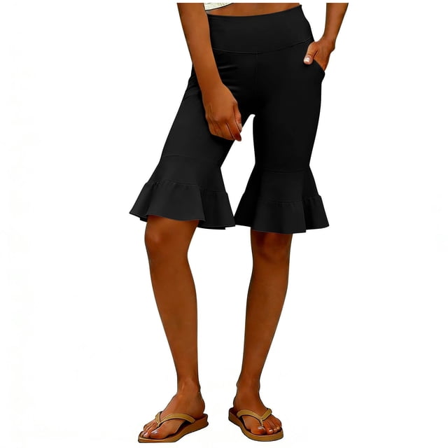 Pantalones de Mujer Traje Versátil Color Sólido Cinco Paneles Flare Yoga Pantalones Deportivos Casuales