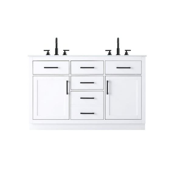 Elegant Kitchen and Bath Alden 54 Inch Double Bathroom Vanity In White