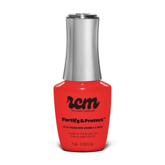 Red Carpet Manicure Fortify & Protect LED Gel Nail Color - Long-Lasting, Vibrant, Professional Quality, High Shine, Chip-Resistant - Infused with Vitamin A & Biotin (Red-Y To Party, 0.3 Fl Oz)