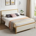 thumbnail image 2 of Taomika Queen Size Modern Faux Leather Upholstered Platform Bed, Beige Bed Frame, 2 of 8