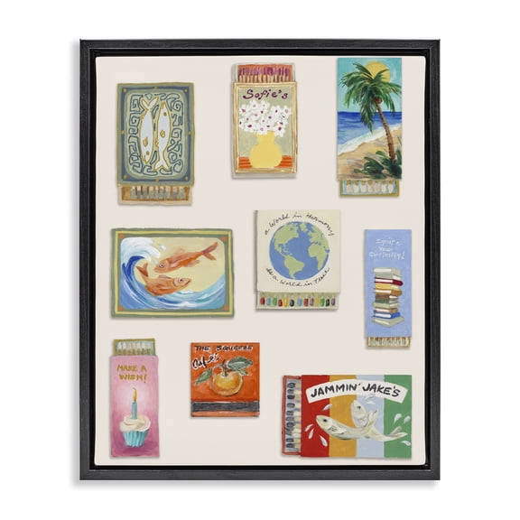 Stupell Industries World Matchbox Collection Black Framed Floater Canvas Wall Art, design by Lanie Loreth