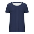 thumbnail image 7 of Short Sleeve T Shirts for Women Casual Summer Pleated Tops Crew Neck Basic Tee Plain Tshirts Loose Fit (XL, Navy), 7 of 7